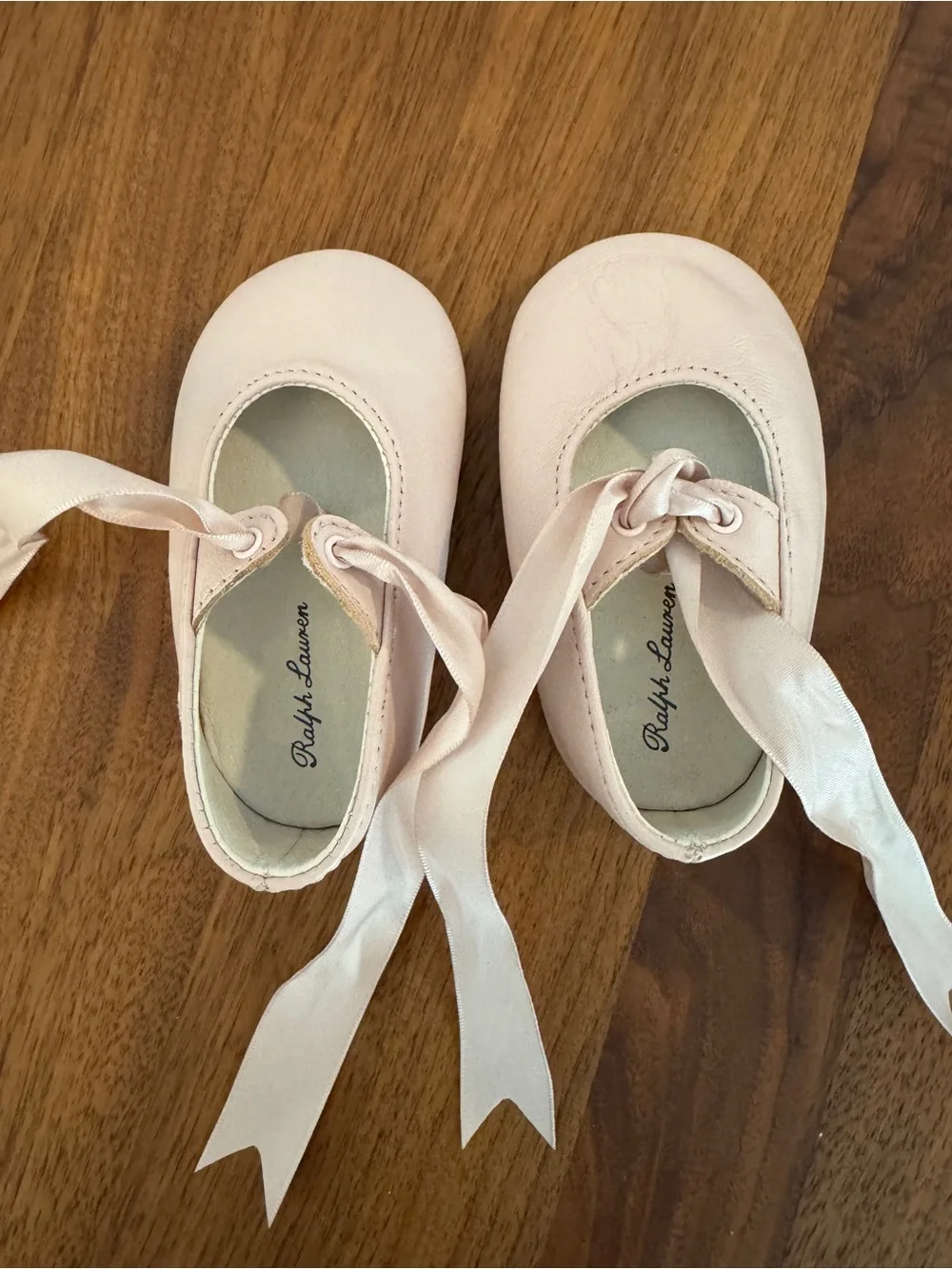 Ralph Lauren Baby Girls Pale Pink Ribbon Ballet Flats